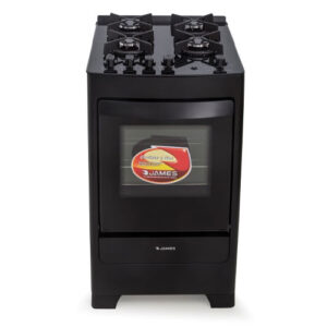 COCINA JAMES A GAS C 700 V NEGRA CON MESADA DE VIDRIO