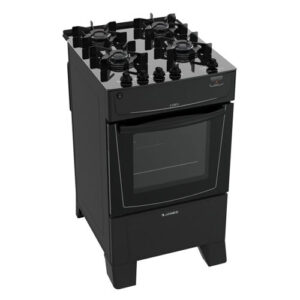 COCINA JAMES A GAS C 690 V NEGRA CON MESADA DE VIDRIO